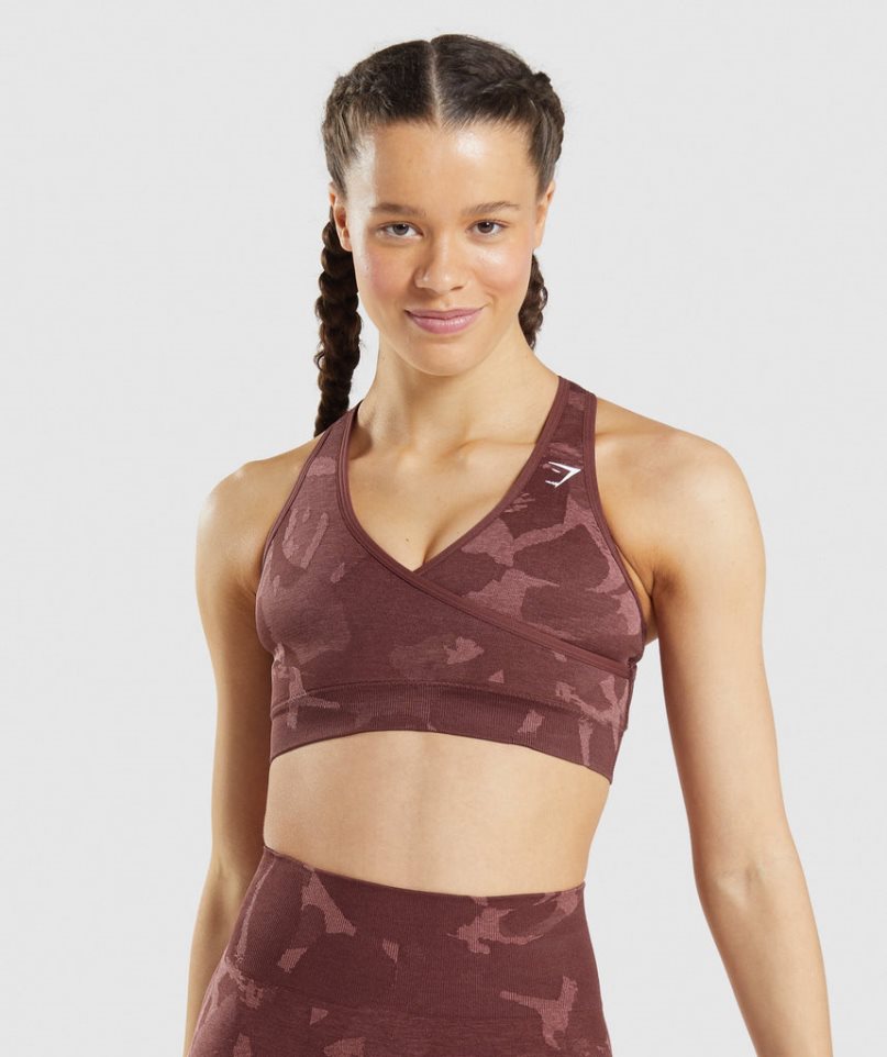 Women\'s Gymshark Adapt Camo Seamless Sports Bra Dark Brown | NZ 8JVKUY